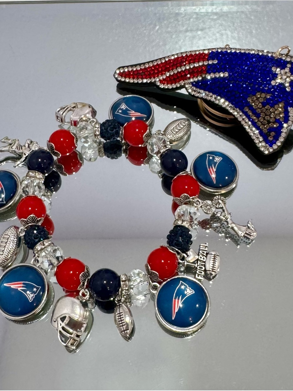 New Patriots-Inspired Red & Navy Charm Bracelet